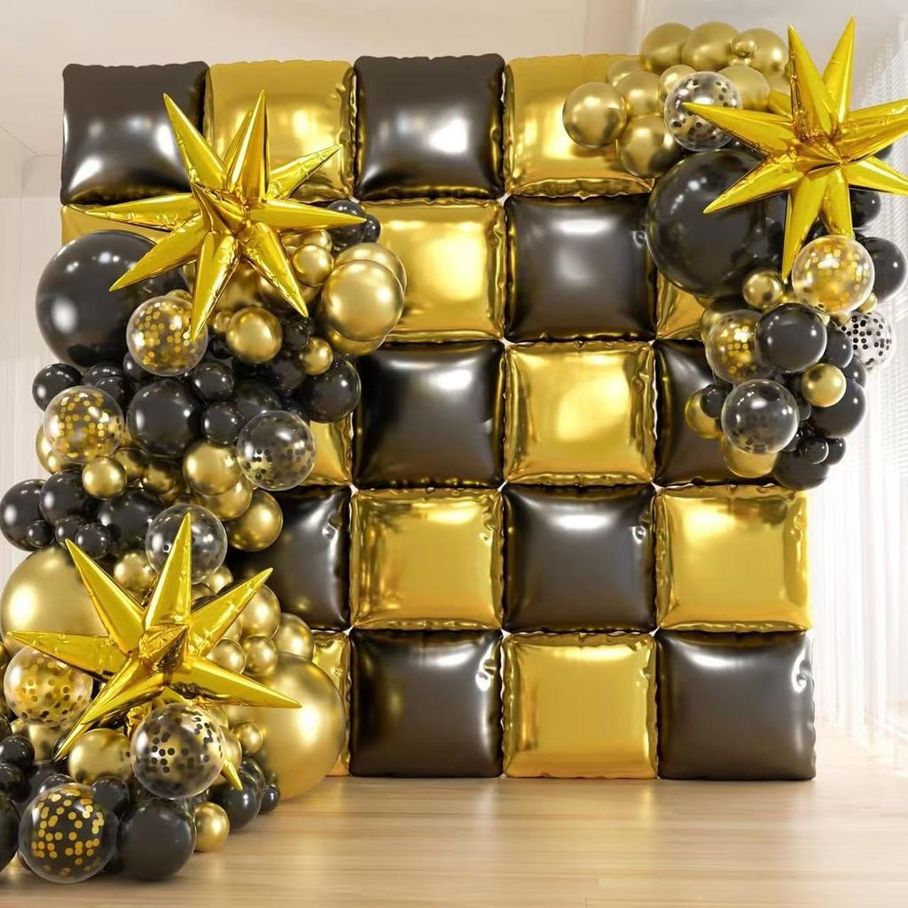 25 Pieces of Double-Sided Square Aluminum Foil Balloon Walls for Anniversary Wedding Season Valentine's Day Birthday Party