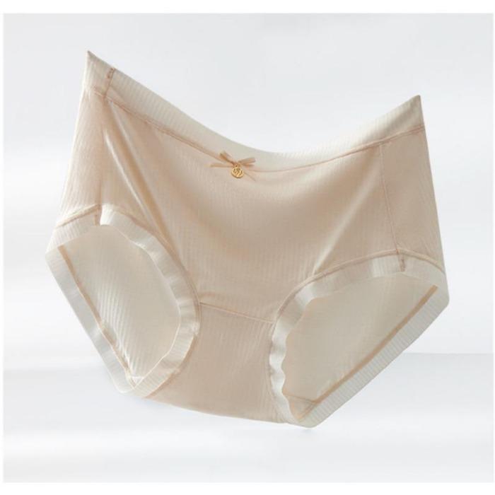 Eisseide-Unterwäsche für Damen, reine Baumwolle, dünn, atmungsaktiv, schlichte Unterhose, niedrige Leibhöhe, nahtloser Slip für Mädchen