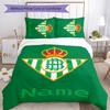 Conjunto de Roupa de Cama com Nome Personalizado 3 Peças Real Betis Balompié Fecho de Edredom Inclui 1 Capa de Edredom e 2 Fronhas para Todas as Estações Decoração de Quarto