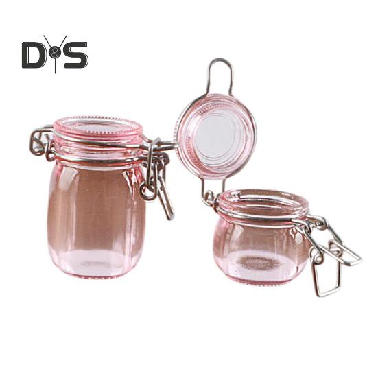 

2 шт. Миниатюрные банки для хранения кукольного домика, прозрачная мини-банка с крышкой, имитация герметичной банки, модель для 1:6 Украшение кухни для кукольного домика розовый