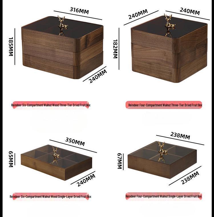 Elegant Wooden Fruit and Snack Storage Box with Lid and Dividers