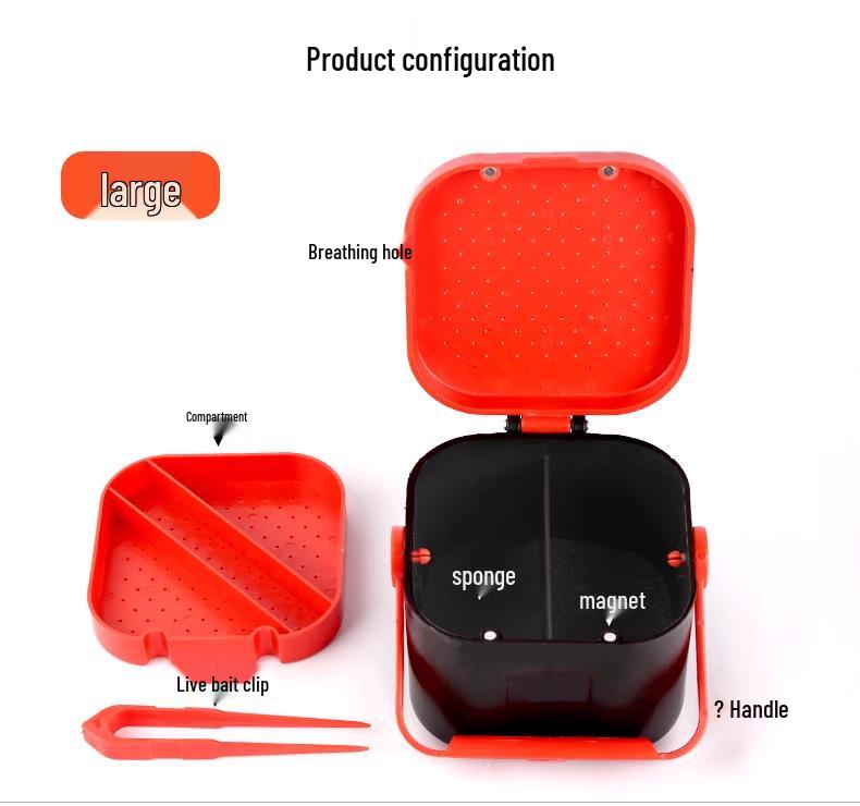 Red Worm Clip & Fishing Tying Tool: Earthworm Hook, Rubber Band Pellets, Baiting Gun