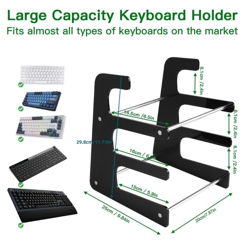 Comfortable Keyboard Stand Acrylic Keyboard Support 3-Tiers Keyboard Display Stand Desktop Organizer for Office Use
