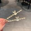 Clips de păr cu floare din stras ochi de pisică perlat - Clips lateral elegant pentru breton și păr creț