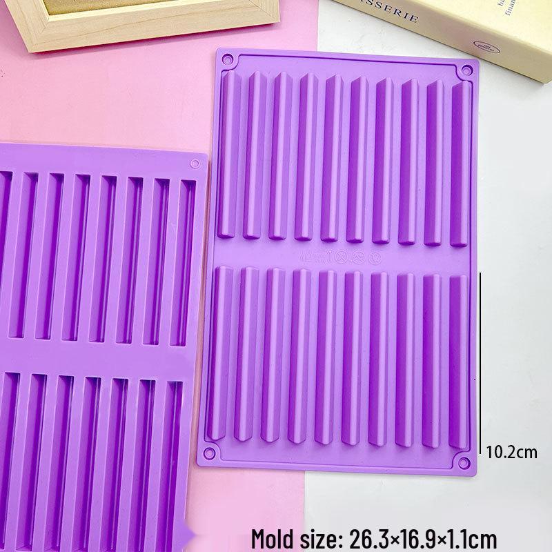 12-Cavity Braided Wavy Long Strip Gummy Mold, Crayon, Knife & Fork, Panda Mousse Pudding Mold