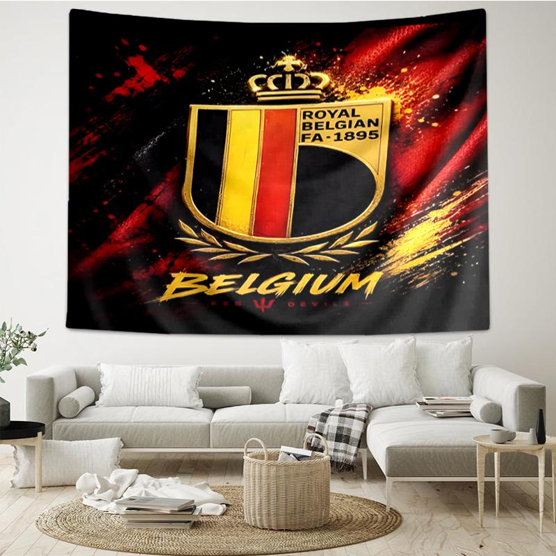Belgium Football Crest Emblem Tapestry Room Decoration Wall Hanging for Living Room Bedroom, dormitory, Birthday and Christmas gifts