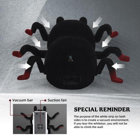 Electric Remote Control Spider Toy with LED Eyes USB Rechargeable RC Wall Crawler Spider Toddlers Wall Climbing Animal Prank Toy