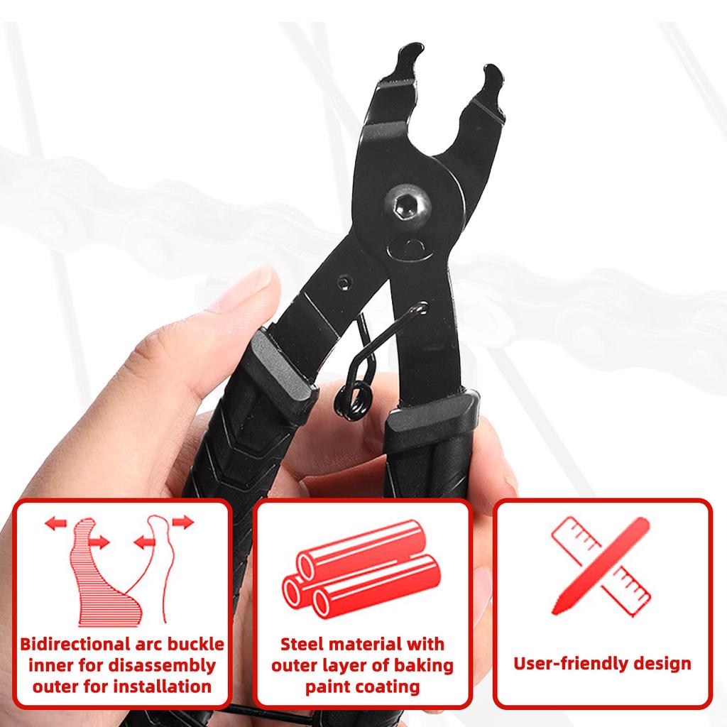 PINMOAP 1PC Bicycle Chain Magic Buckle Pliers Tool Set Durable Stainless Steel Multifunctional Chain Maintenance Tool Set