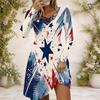 Women Cross V Neck Long Sleeve Dress Purple Pink Galaxy Swirl Print Irregular Hem Dress