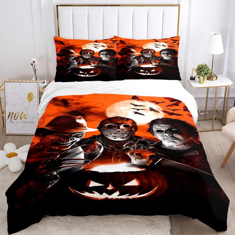 3pcs Halloween Horror Characters Comforter Set with 1 Quilt Cover and 2 Pillowcases (No Core)
