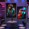 Watercolor Cool Monkey Headphone Dj Music Poster And Print Canvas Painting Animal Wall Art Pictures for Living Room Home Decor