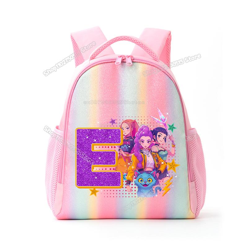 Perfect KPop Demon Hunters Letter A-Z Rainbow Backpack Rumi Mira Zoey Student School Backpack Anime Movie Women Girl Travel Rucksack