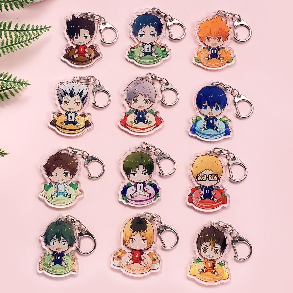 1/12Pcs Anime Character Haikyuu Acrylic Car Keychain Cute Backpack Pendant Funny Bag Charms Accessories Decoration Holiday Gifts
