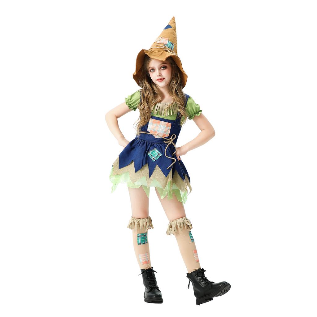 Halloween children's costume scarecrow pastoral farm funny dress up girl skirt clown witch stage performance costume