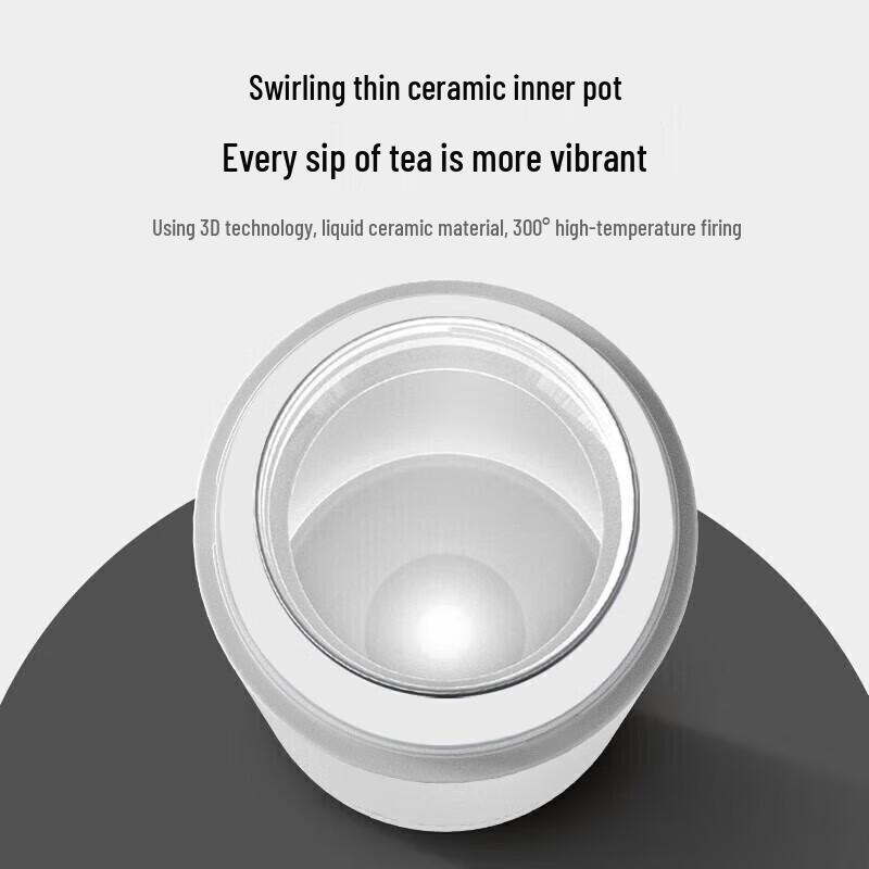 TOMIC 420ML Ceramic Lined Thermal Stew Tea Cup with Thermometer