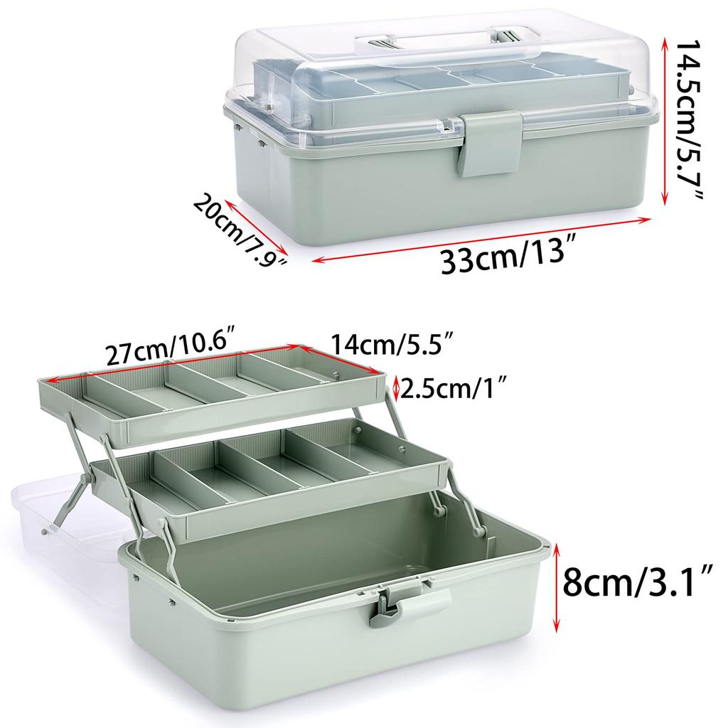 Sumnacon Large Capacity Foldable Storage Storage Box with Adjustable for Home and Car Use Toolbox, Three-Tier Box, Multi-Function Spacing, Handles,