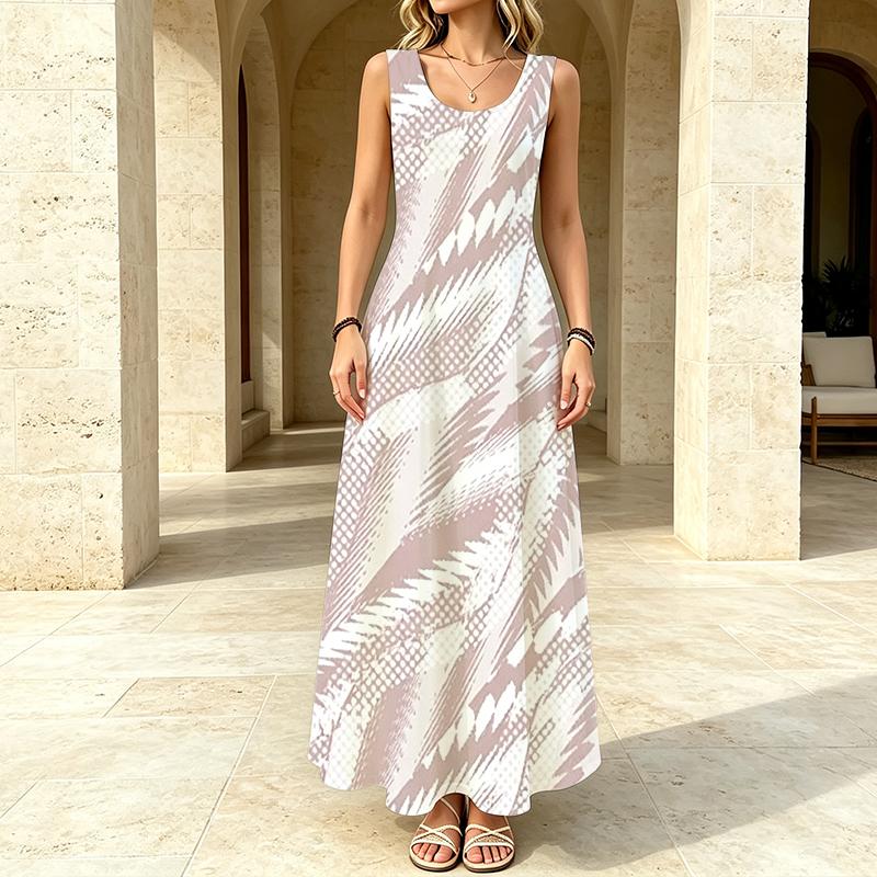Women's Beach & Daily Maxi Dress,Sleeveless Simple Style,Soft Comfort Fabric,Elegant Cut for Vacation & Everyday Wear