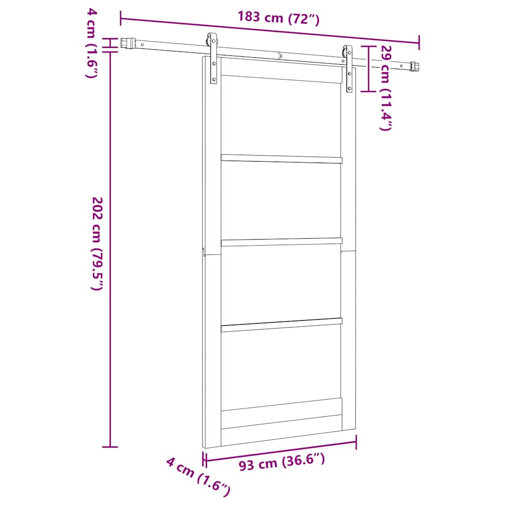 ORKDAL Sliding Door Natural and Black 93 x 202 cm