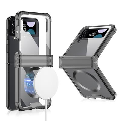 Für Samsung Galaxy Z Flip 4 Magsafe Magnetische kabellose Ladehülle Bunte transparente Klappscharnier Stoßfeste Hartabdeckung