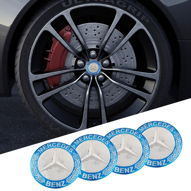 CRU1 4Pcs 56mm Car Emblem Auto Wheel Center Hub Caps Decal Accessories For Mercedes Benz B/C/E/S Class A Class C200L GLC GLK