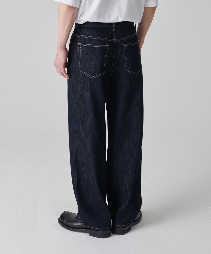 MUSINSA STANDARD Linen-Like Wide Denim Pants [Deep Indigo]