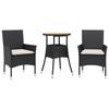 VidaXL Ensemble à manger de jardin et coussins 3 pcs noir rotin acacia 3278727