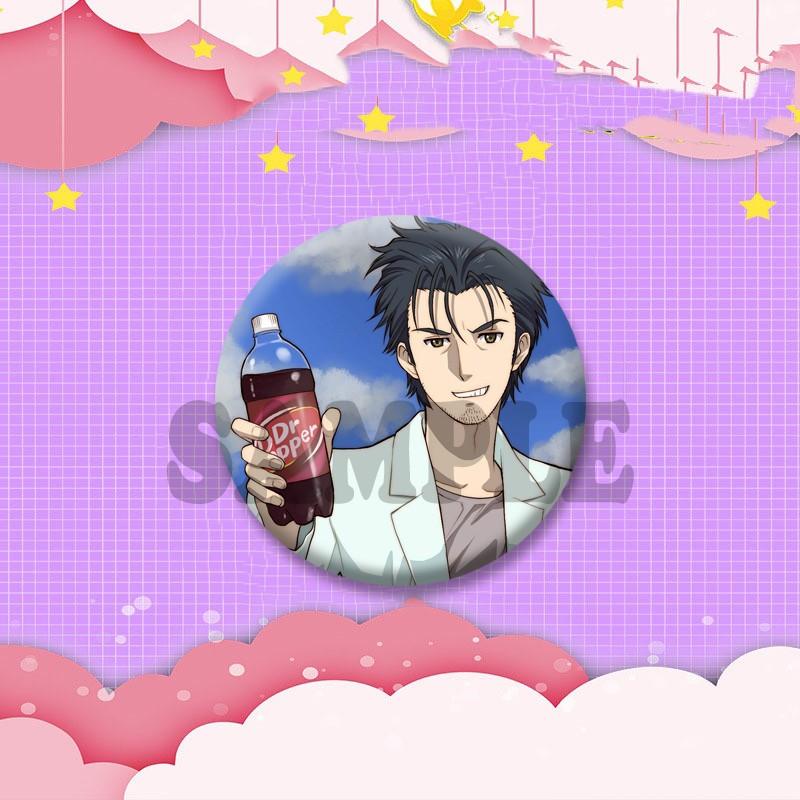 Kurisu Makise Mayuri Shiina Rintaro Okabe Cartoon Round Badge Anime Steins Gate Brooch Clothing Backpack Accessories Lapel Pins