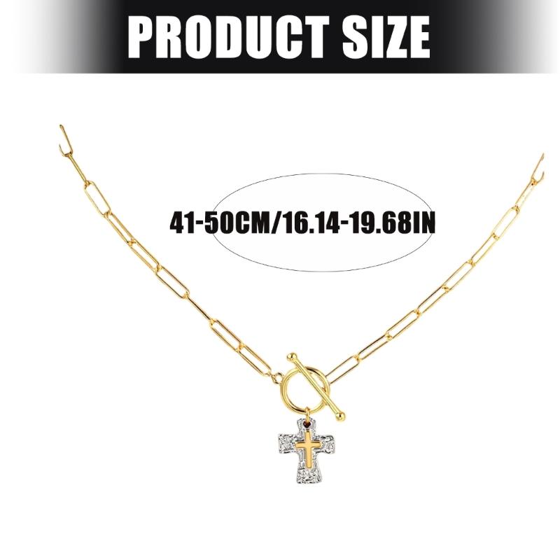 Stylish Religious Crucifix Pendant Necklace Alloy Collarbone Chain Perfect For Everyday Use And Special Occasions