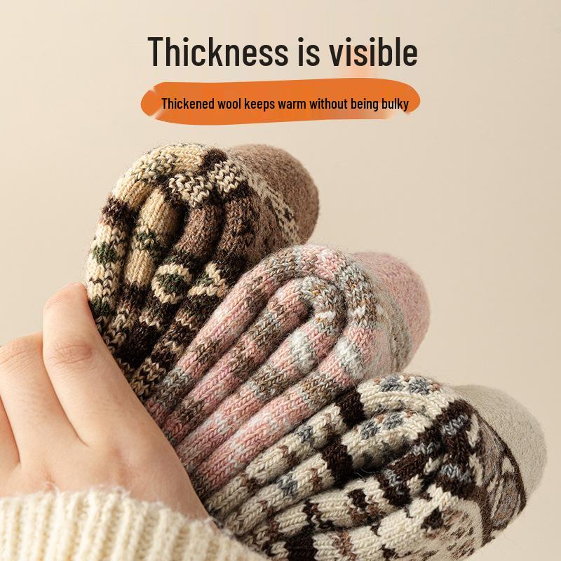 Women's Super Thick Ethnic Style Wool Terry Socks – Winter Warm, Home & Sleep Socks