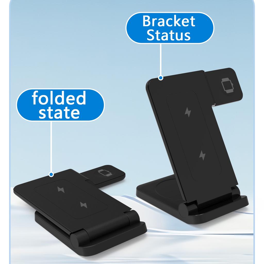 Stojak do ładowania bezprzewodowego 3 w 1 30 W Przenośna stacja szybkiego ładowania dla iPhone 16/15/14 Pro Max iWatch 9/8/7/6/5 Airpods 3/2