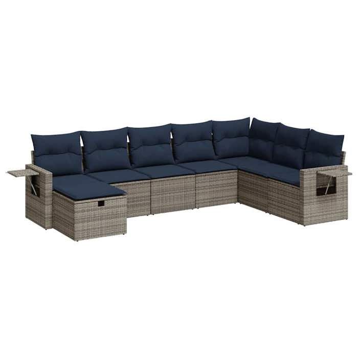 VidaXL Garden Lounge Set 8 Pcs with Grey Cushions Wicker 3325537