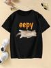 Eepy Cat Design Printed Funny T Shirts Kids Children's T-shirt Boys Girls Summer Spring Casual Top Tee Shirt
