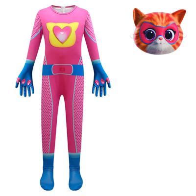 Kids SuperKitties Jumpsuit With Mask Halloween Cat Cosplay Outfit Dress Up