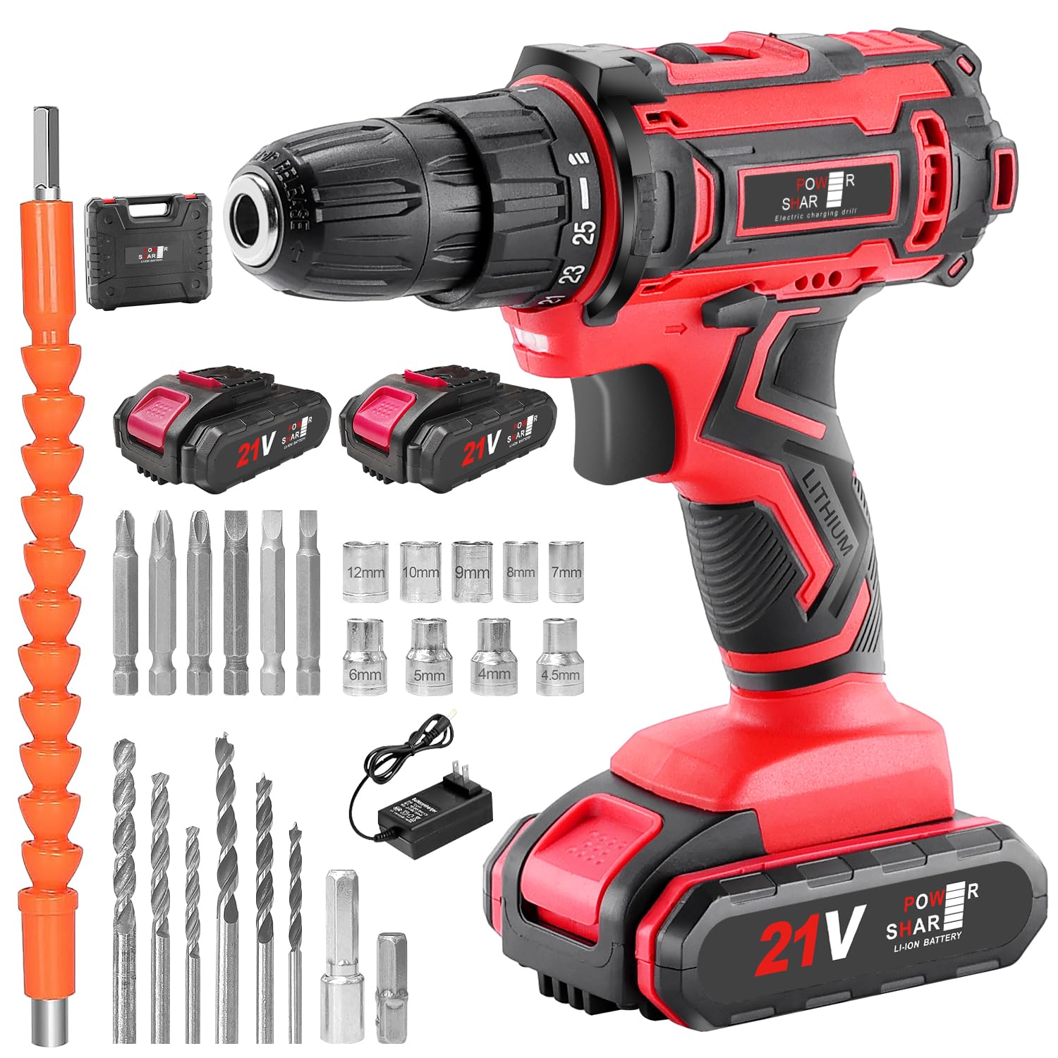 

Мощный DIY VANBAR Компактный набор электрической дрели с максимальным крутящим моментом 42 Нм 25, 21 В 1500 мАч Беспроводной набор электроинструментов со светодиодом и включает 21 сверло и