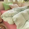 Striped Bedding Set Ins Korean Duvet Cover Set Flat Sheets Set With 2 Pillowcases Single Twin Full Queen Size Bed Linen Set