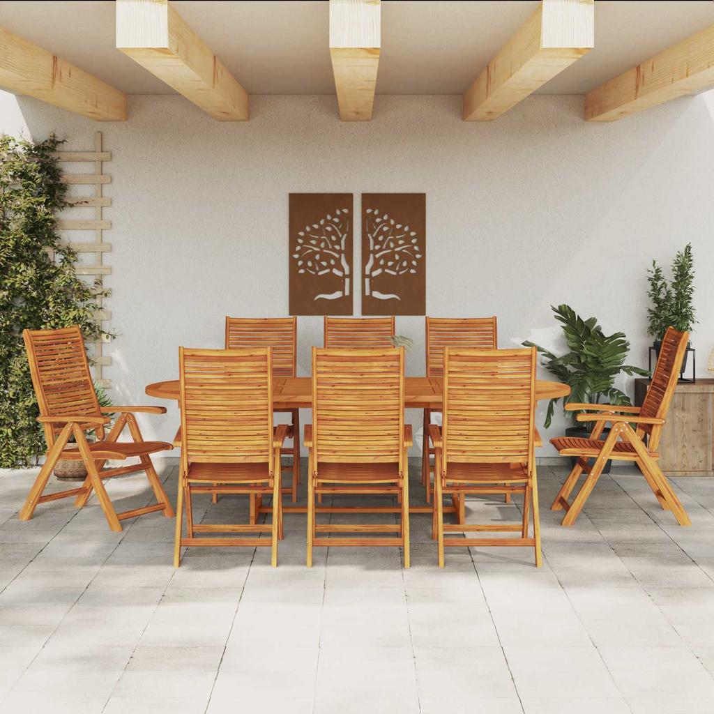 Garden Dining Set 9 pcs Brown Solid Acacia Wood