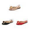 Women Open Toe Summer Flat Sandals With Buckle And Rubber Sole For Casual Wear
