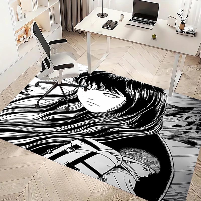 1pc Thriller Manga Junji Ito Tomie Print Area Rug - Soft, Washable Non-Slip Indoor Mat, Living Room, Home Office Decorative Rug,Office Decorative