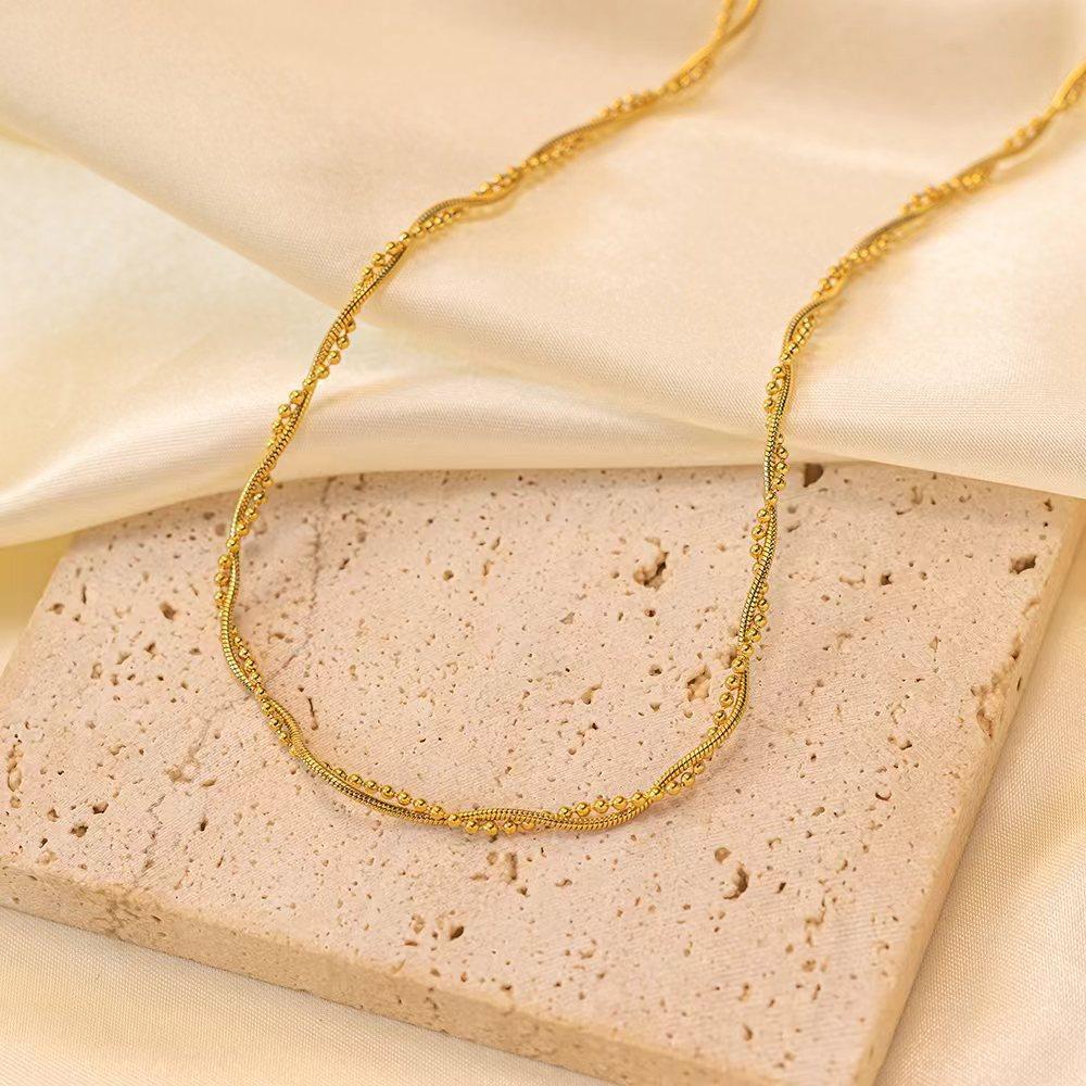 

Браслет французский легкий роскошный нишевый ключичный цепочка с покрытием 18 карат универсальная рисовая цепочка из бусин