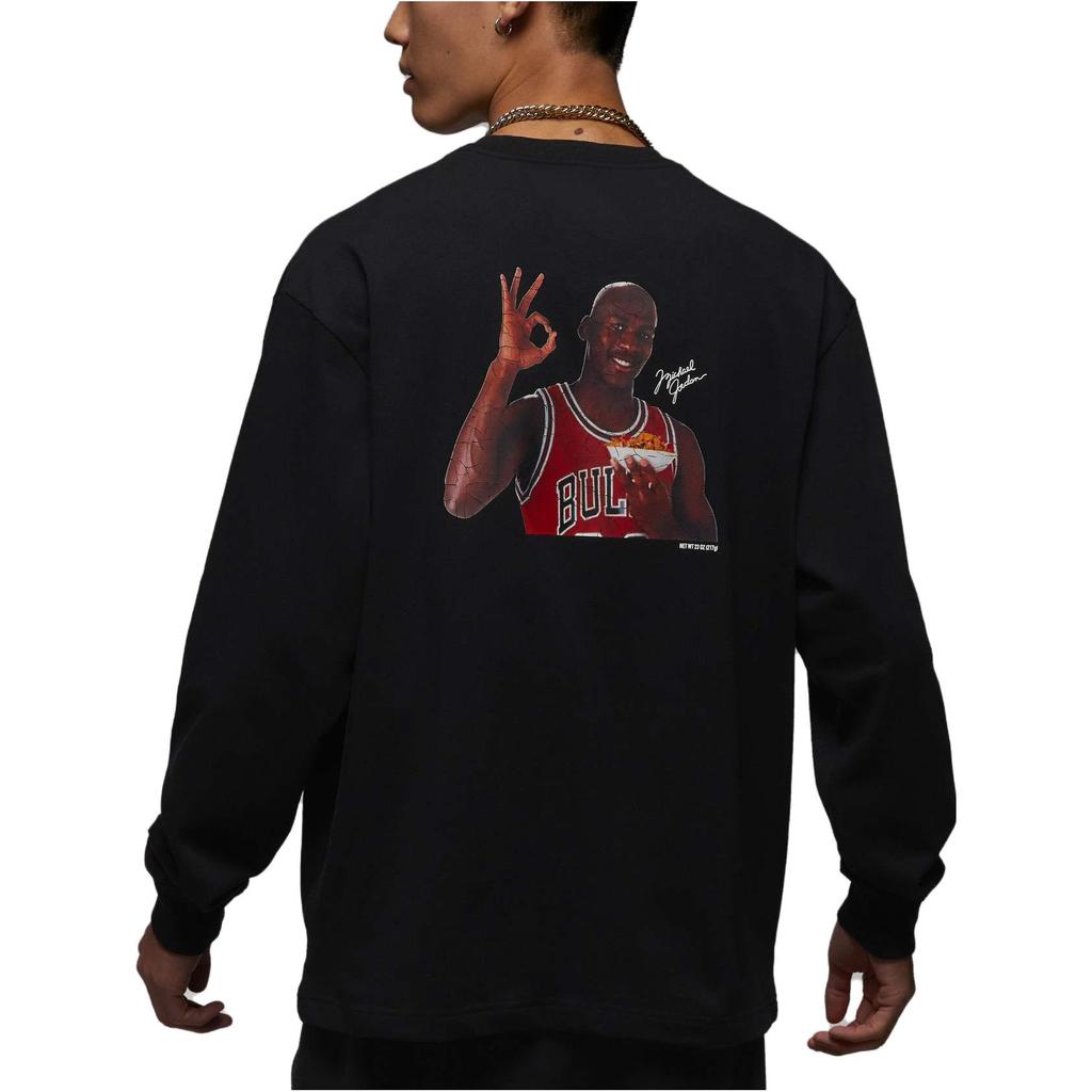 Jordan Alphabet Brand Logo Print Long-Sleeve T-Shirt Men Tops Black DV8429-010