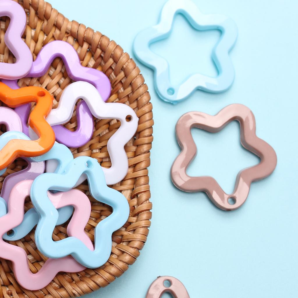 Home Candy Color 30mm Fashion Acrylic Pendants DIY Jewelry Material Pentagram Pendant for Necklace Earrings Making 20Pcs
