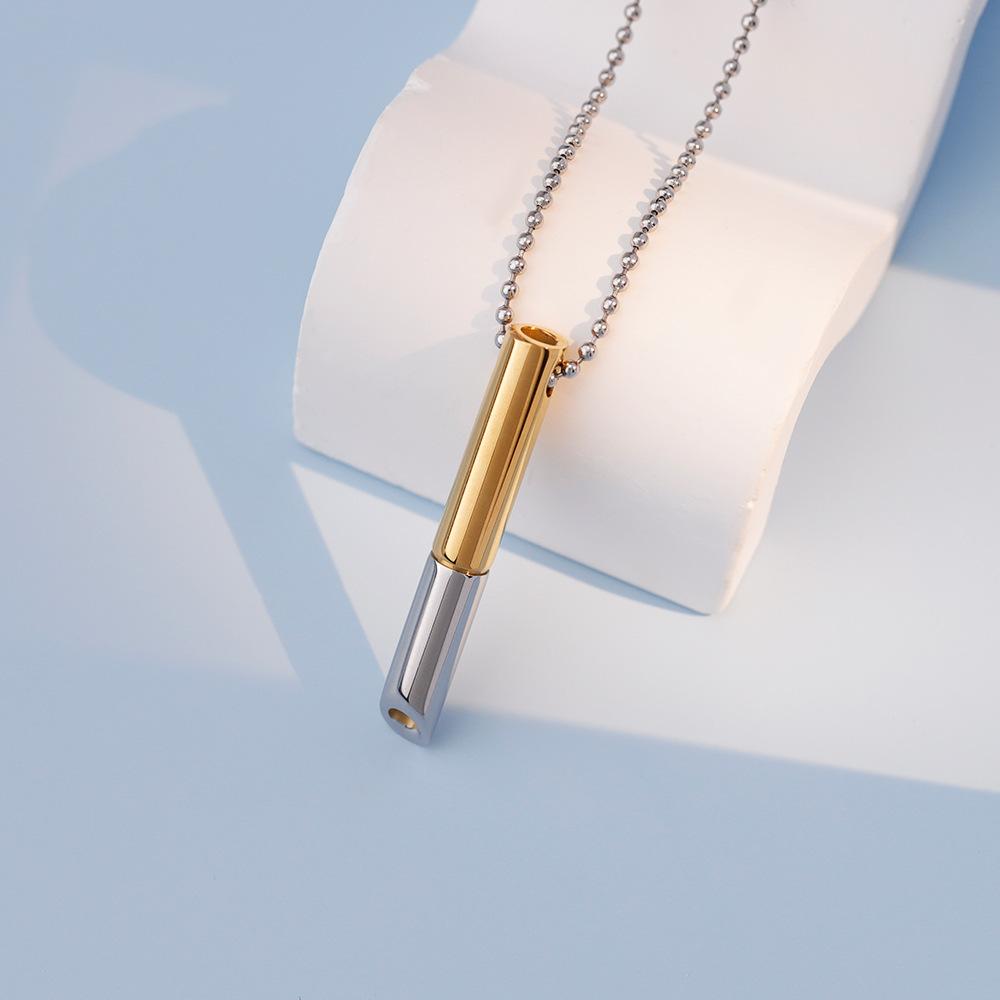 Meditation Mindfulness Breathing Whistle Necklace Titanium Steel Round Tube Multi-color Color Matching 60CM