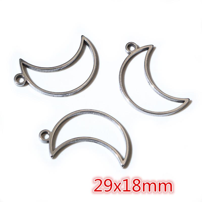 10pcs Oval Round Heart Moon Geometric Shape Stainless Steel Frame Bezel Rings For DIY Neckalce Pendant Charms Jewelry Makings