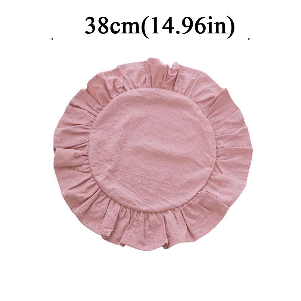 Simple Solid Color Ruffled Placemats Round Cotton Cloth Napkins Afternoon Tea Placemat for Wedding Decoration Table Decor