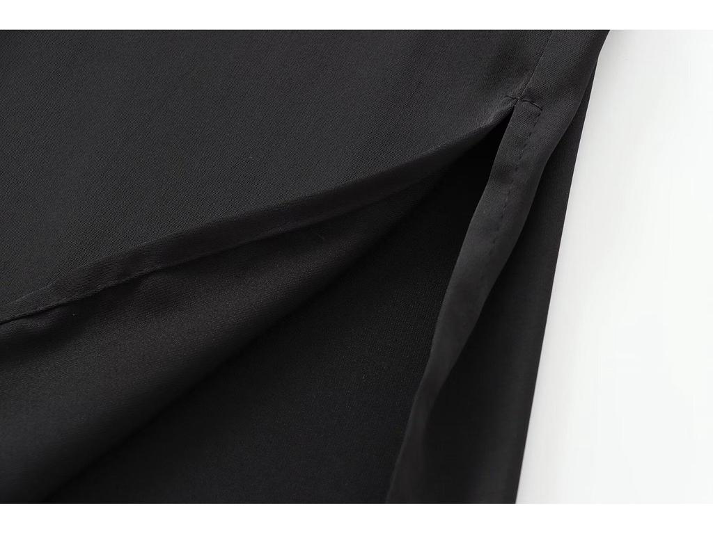 2025 Women's European & American Temperament Long Sleeve Shirt Dress with Pocket Detail
