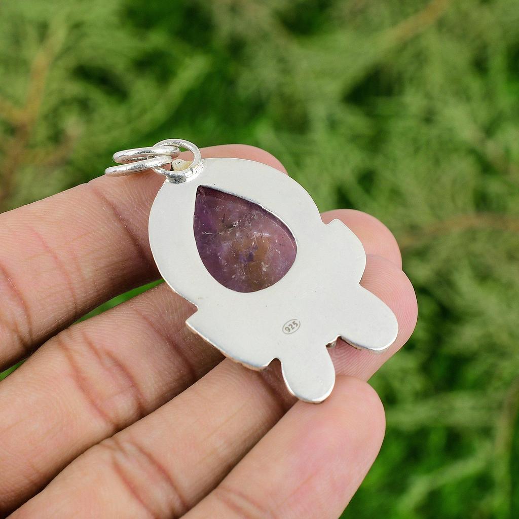 Daughters Day Deal 925 Silver Pear Ametrine Stone Engagement Birthday Pendant