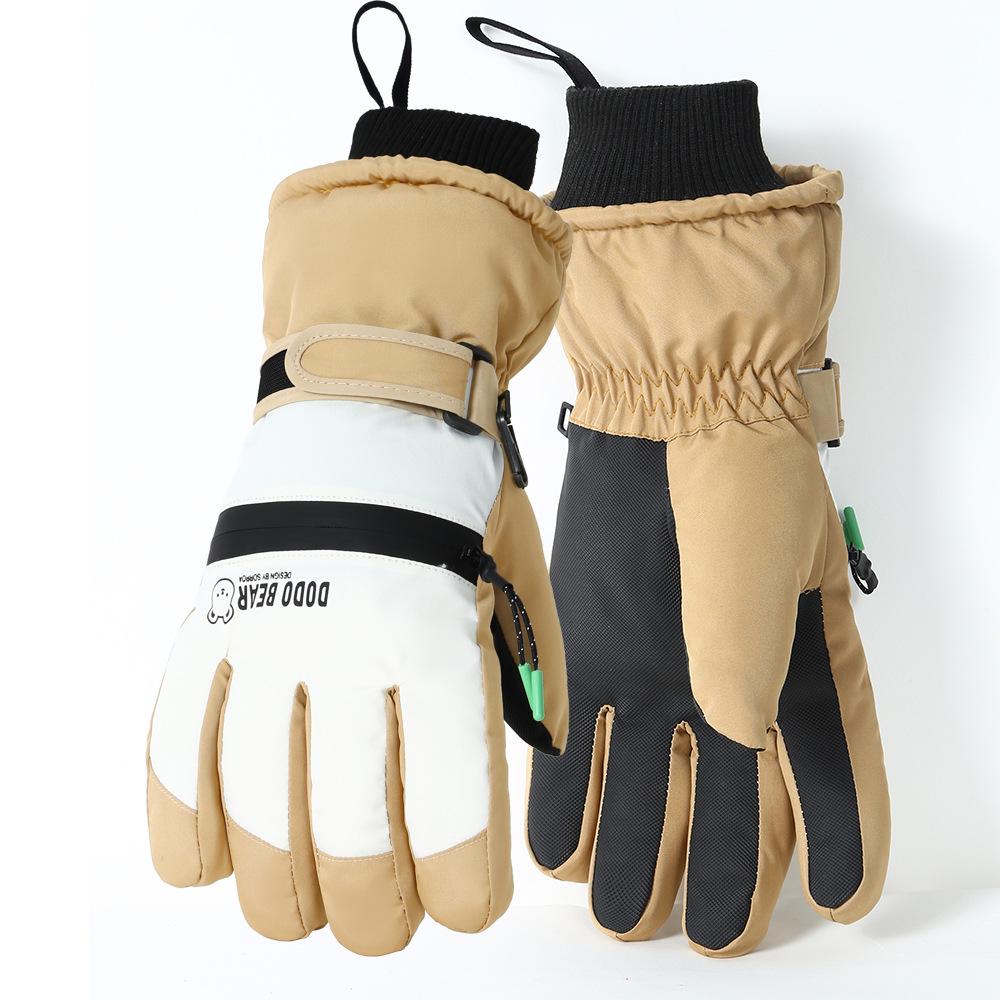 

Men s Windproof Touchscreen Ski & Cycling Gloves - Autumn/Winter, Velvet-Lined, Water-Repellent, Coldproof, Thick & Warm One Size жовтий