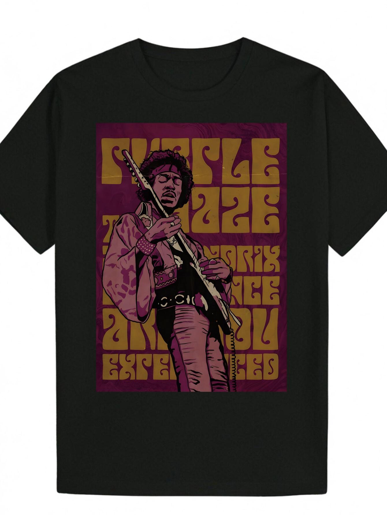 Crew Neck Polyester T-shirt with Vibrant Retro Graphic Print L