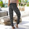 Summer Women's Elastic Waist Beach Vintage Printed Pocket Lace Up Trousers