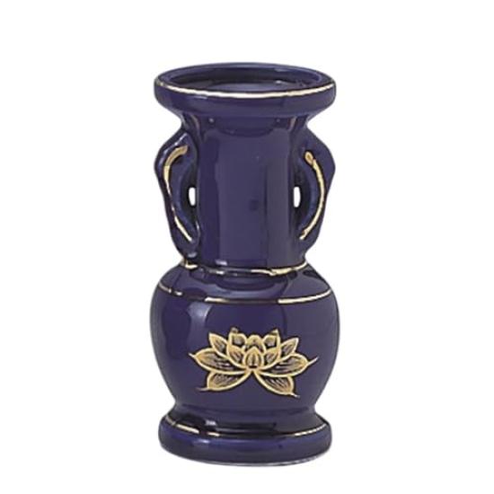 Narrow-mouthed Lapis Lazuli Gold Lotus Vase [5 Inches]  Buddhist Altar Supplies, Home Memorials, Urn Use